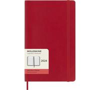 Moleskine Daily Agenda 12 Months 2024, Agenda 2024, Size Large 13x21, Soft Cover and Elastic Closure, Colour Scarlet Red