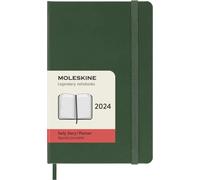Moleskine Daily Agenda 12 Months 2024, Agenda 2024, Size Pocket 9x14, Hard Cover and Elastic Closure, Colour Myrtle Green