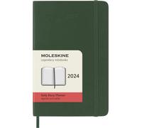 Moleskine Daily Agenda 12 Months 2024, Agenda 2024, Size Pocket 9x14, Soft Cover and Elastic Closure, Colour Myrtle Green