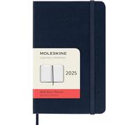 Moleskine Daily Planner, 12-Month 2025 Daily Agenda, Hard Cover and Elastic Closure, Sapphire Blue Color, Pocket Format 9x14 cm