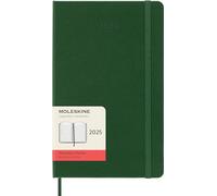 Moleskine Daily Planner, 12-Month Daily Agenda 2025, Hard Cover and Elastic Closure, Myrtle Green Color, Large Format 13x21 cm