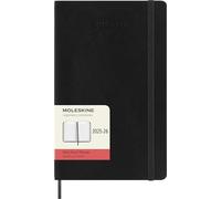Moleskine Daily Planner 2025-2026, 18-Month Daily Diary with Soft Cover and Elastic Closure, Large Format 13 x 21 cm, Black Color