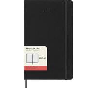 Moleskine Daily Planner 2026 2027-18-Month Planner with Hard Cover and Elastic Closure, Black Color, Large Size 13 x 21 cm