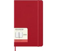 Moleskine Daily Planner, Daily Agenda 2026 12 Months, With Hard Cover and Elastic Closure, Large Format 13x21, Red Color