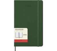 Moleskine Daily Planner, Daily Agenda 2026 12 Months, With Hard Cover and Elastic Closure, Large Format 13x21, Green Color
