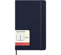 Moleskine Daily Planner, Daily Agenda 2026 12 Months, With Hard Cover and Elastic Closure, Large Format 13x21, Blue Color