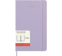 Moleskine Daily Planner, Daily Agenda 2026 12 Months, With Hard Cover and Elastic Closure, Large Format 13x21, Lilac Color