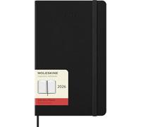 Moleskine Daily Planner, Daily Agenda 2026 12 Months, With Hard Cover and Elastic Closure, Large Format 13x21, Black Color