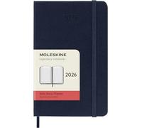 Moleskine Daily Planner, Daily Agenda 2026 12 Months, With Hard Cover and Elastic Closure, Pocket Size 9x14, Blue Color