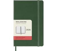 Moleskine Daily Planner, Daily Agenda 2026 12 Months, With Hard Cover and Elastic Closure, Pocket Size 9x14, Green Color