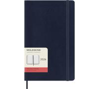 Moleskine Daily Planner, Daily Agenda 2026 12 Months, With Soft Cover and Elastic Closure, Large Format 13x21, Blue Color