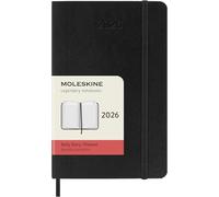 Moleskine Daily Planner, Daily Agenda 2026 12 Months, With Soft Cover and Elastic Closure, Pocket Size 9x14, Black Color