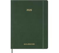 Moleskine Essential Planner 2025-2026, 15-Month Vertical Weekly Agenda, With Daily Time Slots, Flexible Cover, Myrtle Green Color, XXL Size 23.5x28.14