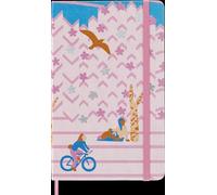 Moleskine Limited Edition Notebook, Sakura Notebook, Lined Layout and Fabric Hardcover, Large 13 x 21 cm, Bicycle Theme and Dark Pink Colour