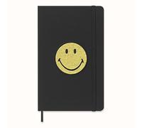 Moleskine - Limited Edition Smiley Ruled Notebook, Hard Cover and Elastic Closure Journal, Size Large 13 x 21 cm, Colour Black