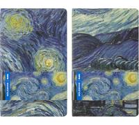 Moleskine MoMA Van Gogh Set of 2 Cahier Journal, Large Size 13x21cm | The Starry Night Design, Plain-Page Notebooks, Flexible Cardboard Cover and Exposed Singer Stitching
