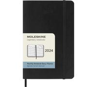 Moleskine Monthly Agenda 12 Months 2024, Agenda 2024, Size Pocket 9x14, Soft Cover and Elastic Closure, Colour Black