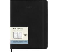 Moleskine Monthly Planner, 2026 12-Month Monthly Agenda, With Soft Cover and Elastic Closure, XL Size 19x25, Black Color