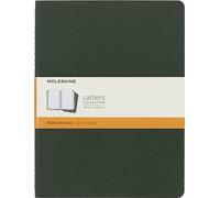 Moleskine Cahier Journal, Set 3 Notebooks with Ruled Pages, Cardboard Cover with Visible Cotton Stiching, Colour Myrtle Green, Extra Large 19 x 25 cm, 120 Pages
