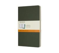 Moleskine Cahier Journal, Set 3 Notebooks with Ruled Pages, Cardboard Cover with Visible Cotton Stiching, Colour Myrtle Green, Large 13 x 21 cm, 80 Pages