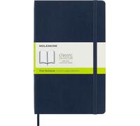 Moleskine Classic Notebook, Notebook With Plain Pages, Hard Cover and Elastic Closure, Sapphire Blue, Large, 13 x 21 cm, 240 Pages
