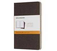 Moleskine notebook with cardboard cover from Cahiers collection, 3 piece set Lined Pocket Coffee brown