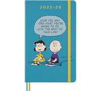 Moleskine Peanuts Weekly Planner 2025 2026, 18 Months Diary 2025-2026 with Hard Cover, Elastic Closure and Themed Stickers, Large Format 13 x 21 cm
