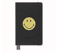 Moleskine - Positivity in Motion Undated Diary, Limited Edition Smiley Hard Cover and Elastic Closure Journal, Size Large 13 x 21 cm, Colour Black