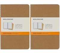 Moleskine S04924 Cahier Notebook- Set of 3- Ruled- Pocket- Kraft Brown (Pack of 2)