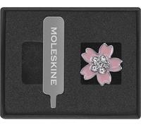 Moleskine Sakura Pin, Decorative Silver Pin for Customized Notebook and Planner, Zinc Alloy Flower Charm, Format 28 mm