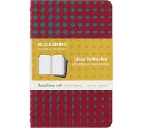 Moleskine Set of 3 Cahier Journals Ideas In Motion, Ruled Pages and Soft Patterned Cardboard Cover, 3 Different Designs, Pocket Size 9 x 14 Cm