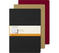 Moleskine Set of 3 Cahier Journals, Ruled Pages, Soft Cardboard Cover and Visible Singer Stitching, Assorted Colors, A4 Size