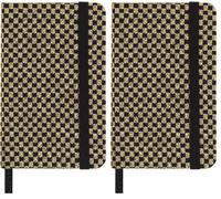 Moleskine Shine Notebook, Cover with Made in Italy Mantero Fabric, with White Pages and Elastic Closure, Pocket Size 13.6x8.8 cm, Color Gold (Pack of 2)