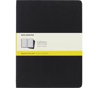 Moleskine Notebook, Squared Page Journal, Cardboard Cover, 16 Detachable Sheet, Set of 3 Journals, Format 19x25 cm, 120 Pages, Black Color