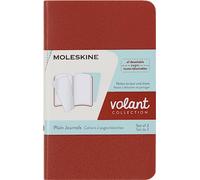 Moleskine Volant Journal, Set of 2 Notebooks With Detachable Blank Pages, Soft Cover, Coral Orange and Aquamarine Blue, XS Format 6.5 x 10.5 cm