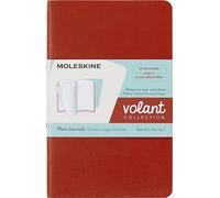 Moleskine Volant Journal, Set of 2 Notebooks with Detachable Ruled Pages, Soft Cover, Coral Orange and Aquamarine Blue, Pocket Size 9 x 14 cm, 124 Pages
