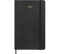 Moleskine Weekly Agenda 12 Months 2024 with Box, Agenda 2024, Size Large 13x21, Soft Cover and Elastic Closure, Faux Snakeskin Colour Black