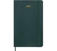 Moleskine Weekly Agenda 12 Months 2024 with Box, Agenda 2024, Size Large 13x21, Soft Cover and Elastic Closure, Faux Snakeskin Colour Green