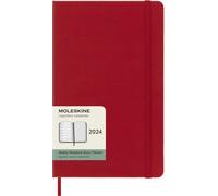 Moleskine 2024 Weekly Planner, 12M, Large, Scarlet Red, Hard cover (5 x 825)