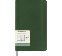 Moleskine Weekly Agenda with Space for Notes 12 Months 2024, Agenda 2024, Size Large 13x21, Soft Cover and Elastic Closure, Colour Myrtle Green