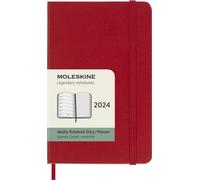 Moleskine Weekly Agenda with Space for Notes 12 Months 2024, Agenda 2024, Size Pocket 9x14 cm, Hard Cover and Elastic Closure, Colour Scarlet Red