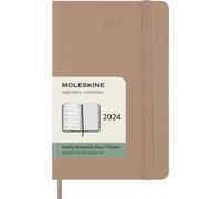 Moleskine Weekly Agenda with Space for Notes 12 Months 2024, Agenda 2024, Size Pocket 9x14, Hard Cover and Elastic Closure, Colour Sandy Brown