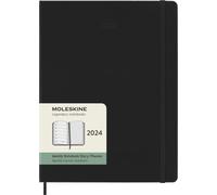 Moleskine Weekly Agenda with Space for Notes 12 Months 2024, Agenda 2024, Size XL 19x25, Hard Cover and Elastic Closure, Colour Black