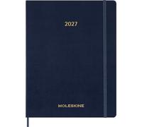 Moleskine Weekly Diary 2026-2027, Soft Cover 15 Month Vertical Essential Planner with Daily Time Slots, XXL Size 23.5x28.14 Cm, Sapphire Blue