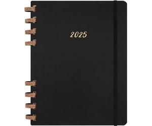 Moleskine Weekly & Monthly Planner, Spiral 12-Month 2025, Hard Cover and Elastic Closure, BlackColor, Extra Large Format 20.4x25.2 cm