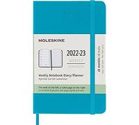 Moleskine - Weekly Planner 18 Months 2022-2023, Weekly Planner With Hard Cover And Elastic Closure, Size Pocket, 9 x 14 cm, Color Blue