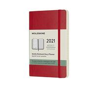 Moleskine Weekly Planner 2021, 12-Month Weekly Diary, Weekly Planner and Notebook, Soft Cover, Pocket Size 9 x 14 cm, Colour Scarlet Red, 144 Pages