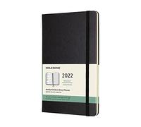 Moleskine Weekly Planner 2022, 12-Month Weekly Diary, Weekly Planner and Notebook, Hard Cover, Large Size 13 x 21 cm, Colour Black, 144 Pages