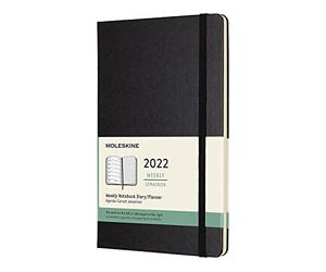 Moleskine Weekly Planner 2022, 12-Month Weekly Diary, Weekly Planner and Notebook, Hard Cover, Large Size 13 x 21 cm, Colour Black, 144 Pages