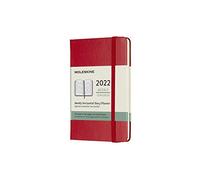 Moleskine Weekly Planner 2022, 12-Month Weekly Diary with Horizontal Layout, Weekly Horizontal Planner, Hard Cover, Pocket Size 9 x 14 cm, Colour Scarlet Red, 144 Pages